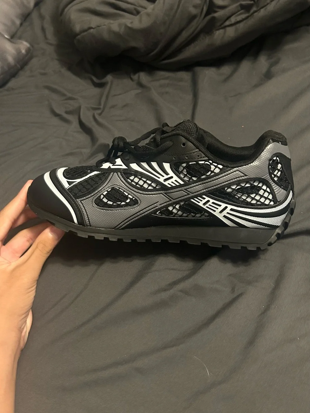 Bottega Veneta Black and Gray Mesh Runner Sneakers